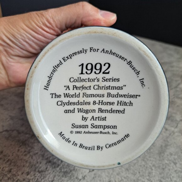 Vintage 1992 Budweiser Holiday Christmas Commemorative Beer Stein - Picture 6 of 9